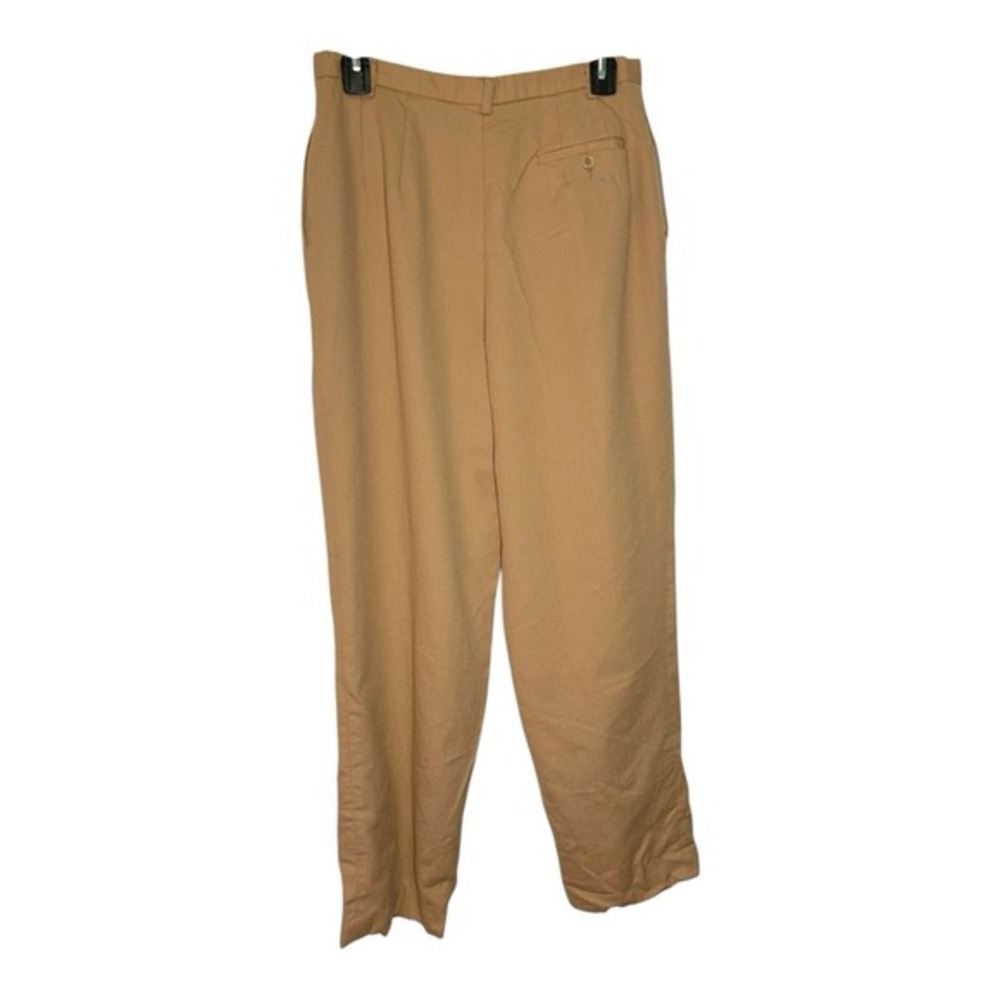 Pursuits Ltd 8 Tan Worsted Wool Pleated Trouser High Waist Straight Leg Academia